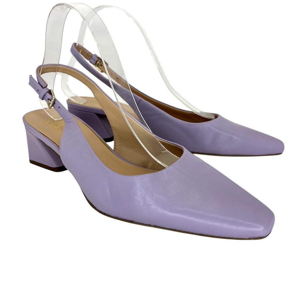 Franco Sarto Jacer Slingback Pump Square Toe Block Heel Lavender Purple 9.5 NEW